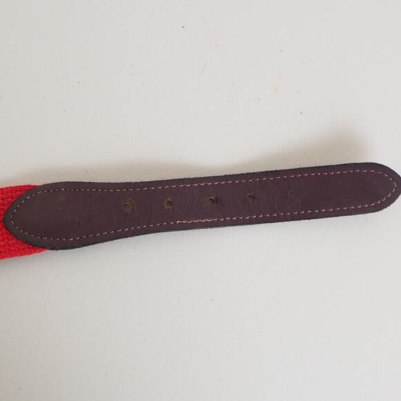 NAUTICAL FLAG Red & Blue Canvas Belt Sz 36 UNBRANDED w Leather & Brass Buckle - Picture 8 of 10